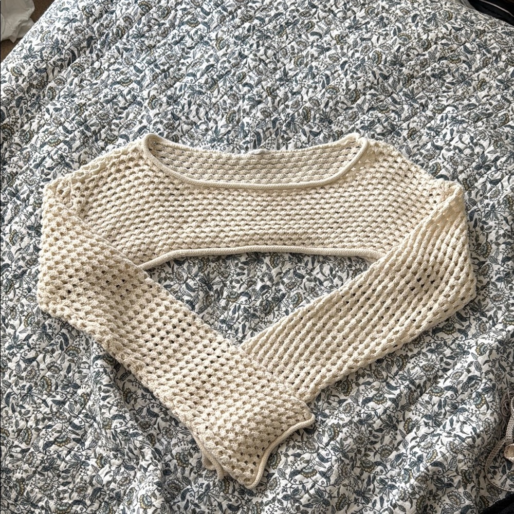 cropped crochet sweater